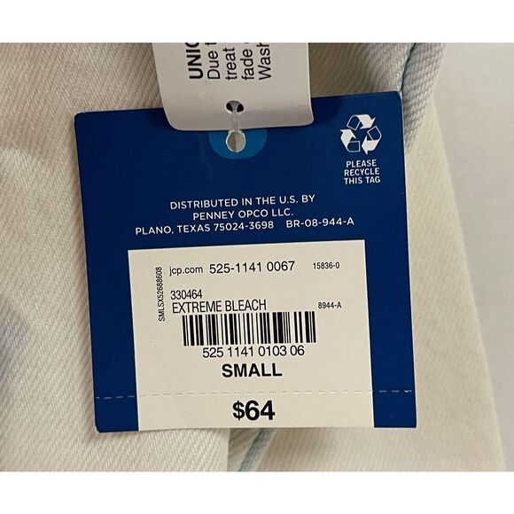 NWT ARIZONA JEAN CO Jacket Men's Small White Blue Extreme Bleach Denim Cotton - Picture 11 of 13